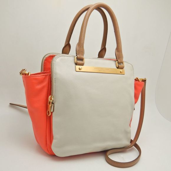 MARC JACOBS M0001417A Handbag Leather Grey Orange 251616 - Picture 2 of 10